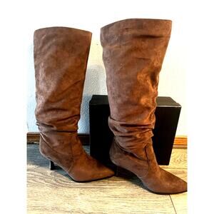 TEAIEUI Knee High Boots Slouch Suede Heels Y2K Boho Western Festival 8.5